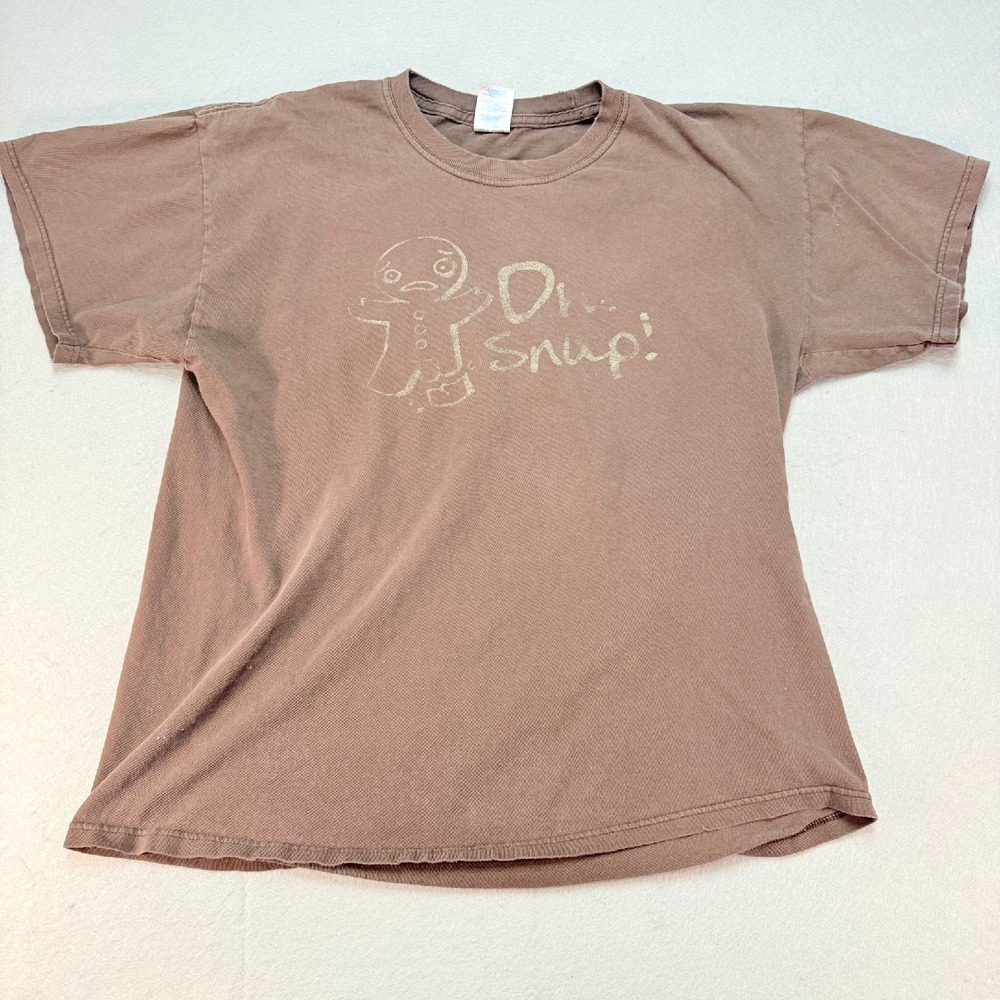 M&O Knits Graphic T-Shirt Funny Gingerbread Man Oh Snap! Brown‎ Large